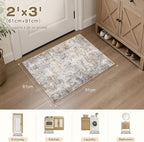 UERMEI 2x3 Entryway Area Rug, Machine Washable Neutral Modern Small Carpet - Image 2