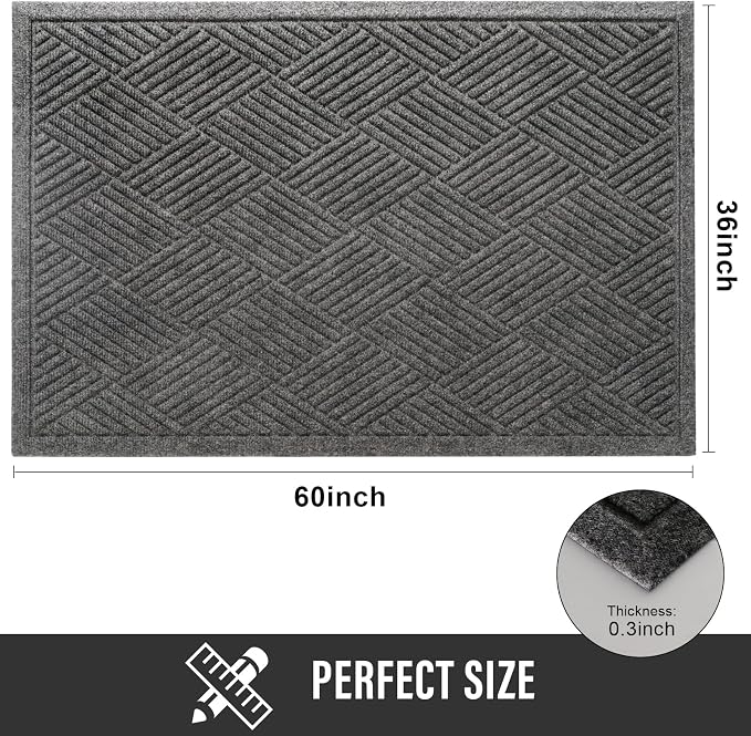 HIYARD Sturdy Front Door Mat, Absorbent Muddy Dirt Resist Welcome Door Mats - Image 2