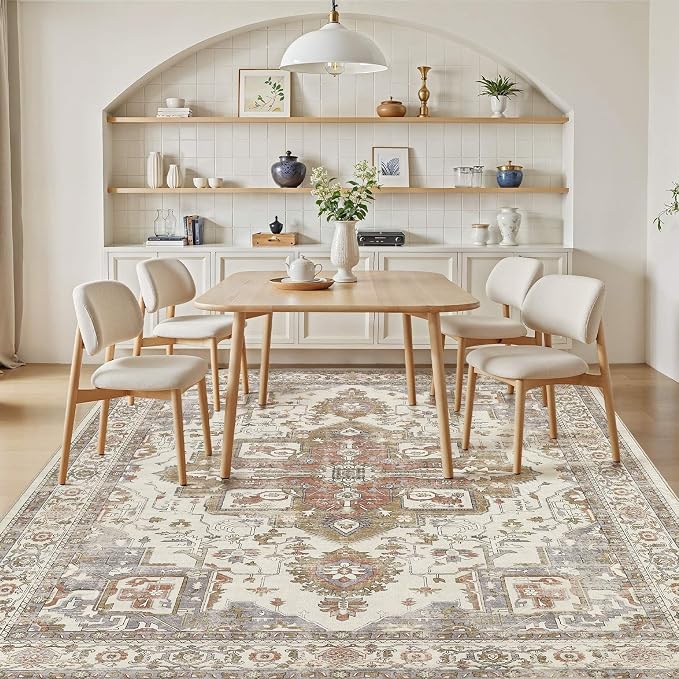 7x9 Washable Area Rugs for Living Room, Large Rug Non Slip Backing Vintage - Image 6