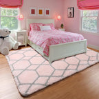 ONASAR Rugs for Living Room Bedroom, 5x8 Fluffy Pink and Grey Area Rug - Image 6