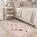 Area Rug 4x6 Pink Rug, Washable Dog Rugs Non Slip Low Pile Floral Small Carpet - Image 3