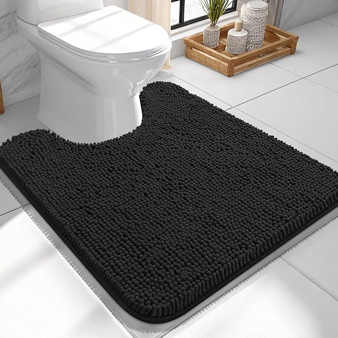 OLANLY Toilet Rugs U-Shaped 24x24, Extra Soft Absorbent Chenille Contour by OLANLY