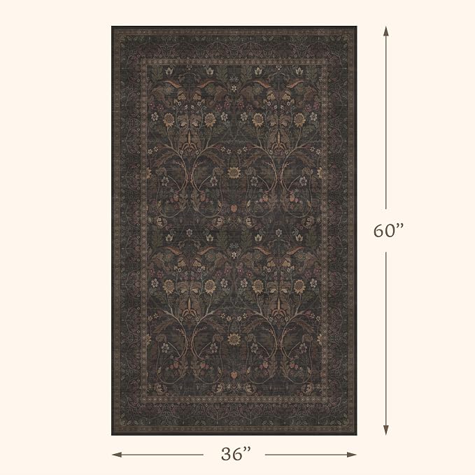 3x5 Rustic Brown Large Entry Way Area Rugs Indoor Washable - Image 2