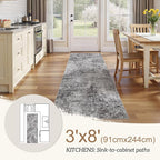 DMOYEST Washable Runner Rug for Hallway: 3x8 Neutral Modern Abstract Low Pile - Image 5