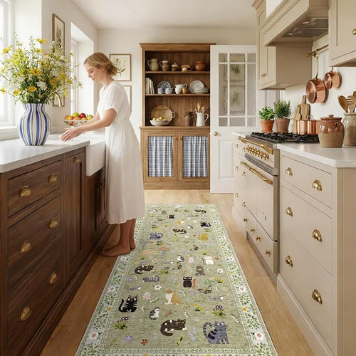 2x5 Washable Rug Runner, Non Slip Low Pile Hallway Cat Runner Rug, Stain - Image 2