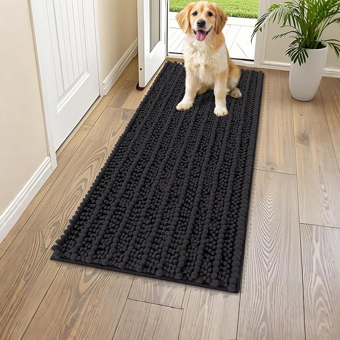 Smiry Dog Door Mat for Muddy Paws 44x24, Absorbent Dirt Trapper, Non-Slip by Smiry