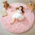 ONASAR Light Pink Fluffy Round Rugs 4ft - Image 4