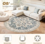 Tortania 8' Round Area Rug Living Room Rugs - Image 9