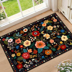 RELEANY Floral 2x3 Area Rugs Washable Print Boho Cute Carpet Non Slip Flower by RELEANY