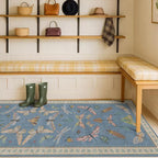 Blue Insect Hallway Runner Rug 2x10, Washable Non Slip Kitchen Sink Rug - Image 3