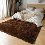 Amdrebio Dark Brown Area Rugs for Bedroom Living Room, 5x7 Fluffy Shaggy Plush - Image 3