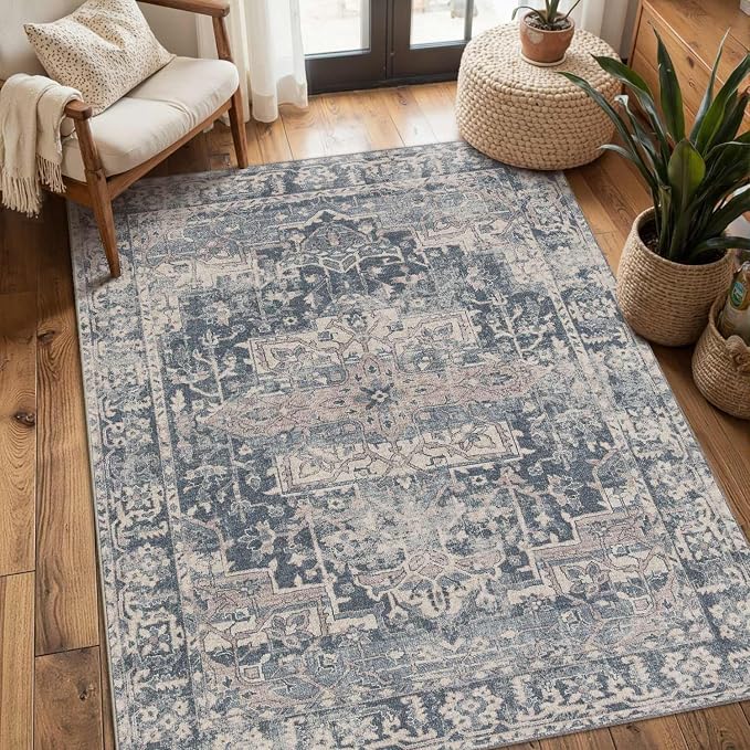 Rugxara 3x5 Rug for Entryway Bedroom, Vintage Retro Boho Throw Rug, Non Slip & - Image 3