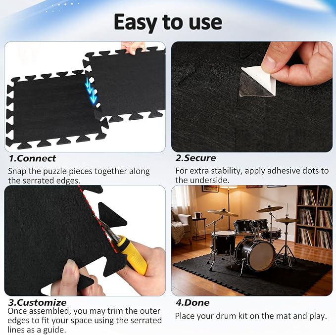 20 PCS Sound Absorbing Interlocking Floor Mats Pads 11.8 x 11.8 x 0.4 Inches - Image 3
