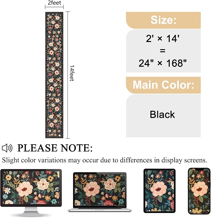 DUKINO 2x14 Runner Rug, Floral Long Washable Boho Kitchen Runner Rug - Image 2
