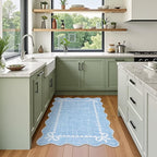 GarveeHome Scalloped Bow Rug for Kitchen Floor, Solid Blue Rug for Dorm - Image 4