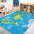 Kids Playroom Rug, 4x5ft World Map Play Mat by OHDS