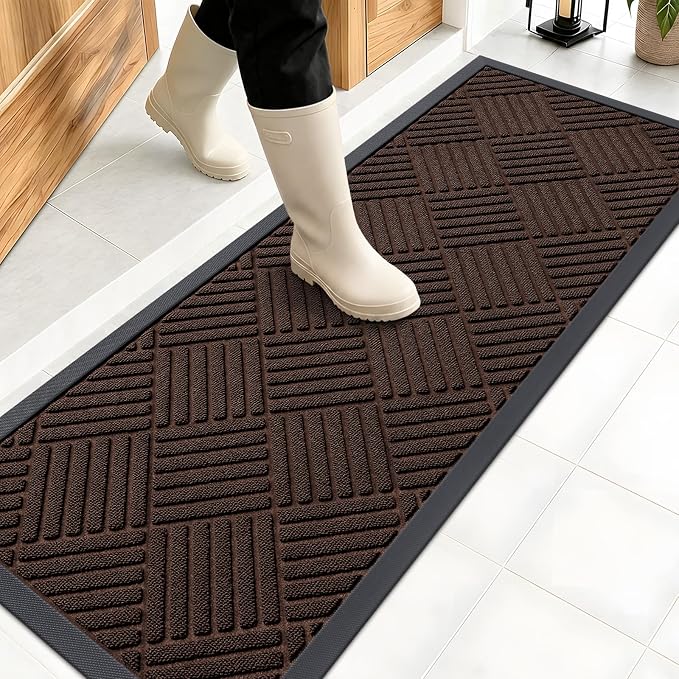 OLANLY Front Door Mat Outside Entrance 47x17, Heavy Duty Sturdy Natural Rubber by OLANLY