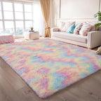 KICHOWUA Area Rug 5x7 Rainbow Fluffy Shag - Image 9