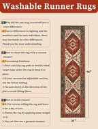 SERISSA Runner Rug for Hallways, Long Boho Rug Vintage Terracotta Green Hallway - Image 2