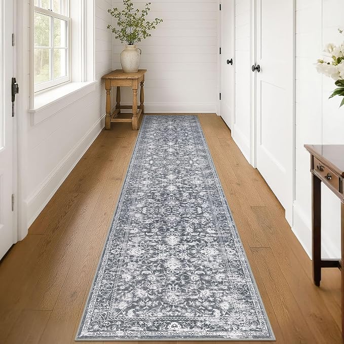 KILOCOCO Runner for Hallway 2.6x14 Runner Rug Printed Vintage Floral Washable - Image 8