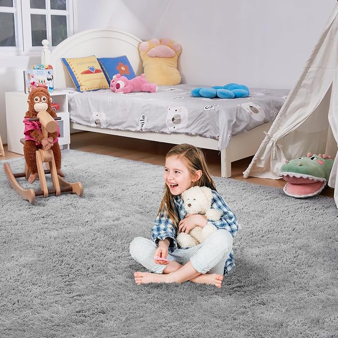 Ultra Soft Rug for Living Room, 4X6 Fluffy Shag Area Rug for Bedroom, Modern - Image 5