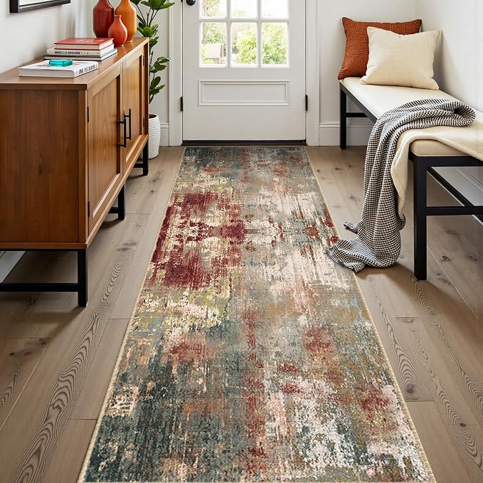 RELEANY Washable Area Rugs 2'x8' Non-Slip Modern Abstract Soft - Image 3