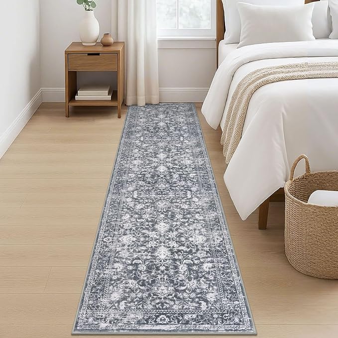 KILOCOCO Hallway Runner 2x8 Rug Runner Printed Vintage Floral Washable Kitchen - Image 3