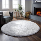 White Round Rug 6Ft for Bedroom, Circular Circle Area Rugs for Living Room - Image 6