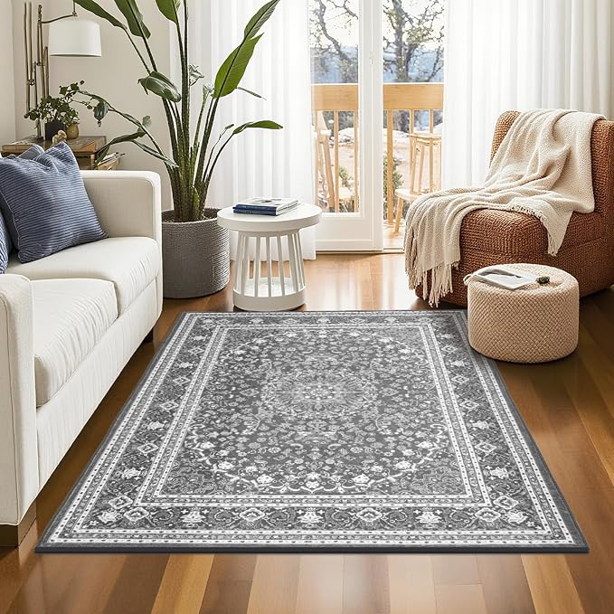 Lessymo 4 x 6 Area Rugs for Living Room- Machine Washable Area Rugs Boho Faux - Image 3
