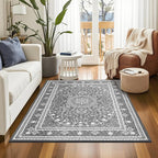 Lessymo 4 x 6 Area Rugs for Living Room- Machine Washable Area Rugs Boho Faux - Image 3