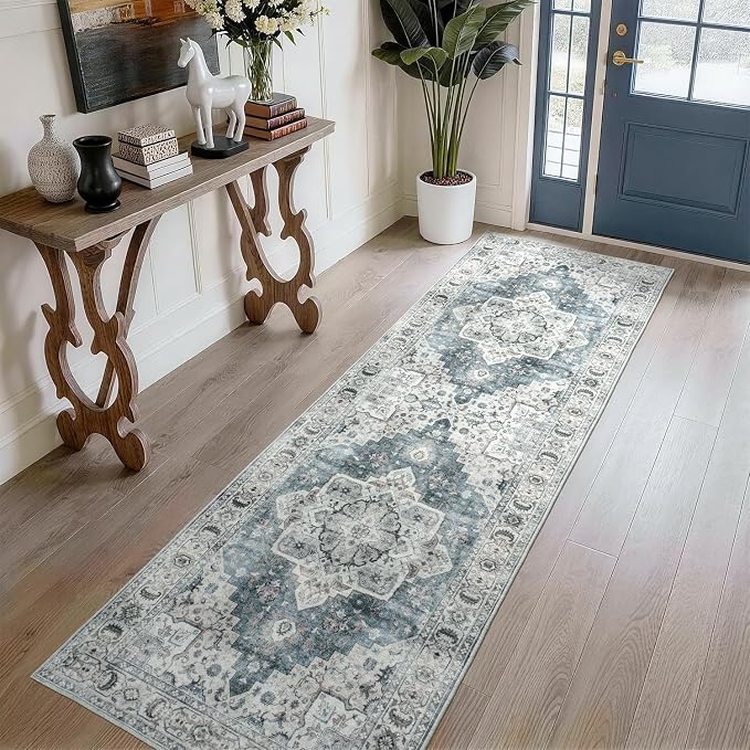 Lessymo Runner Rug 2 x 6, Machine Washable Entryway Rugs Boho Faux Wool Low by Lessymo