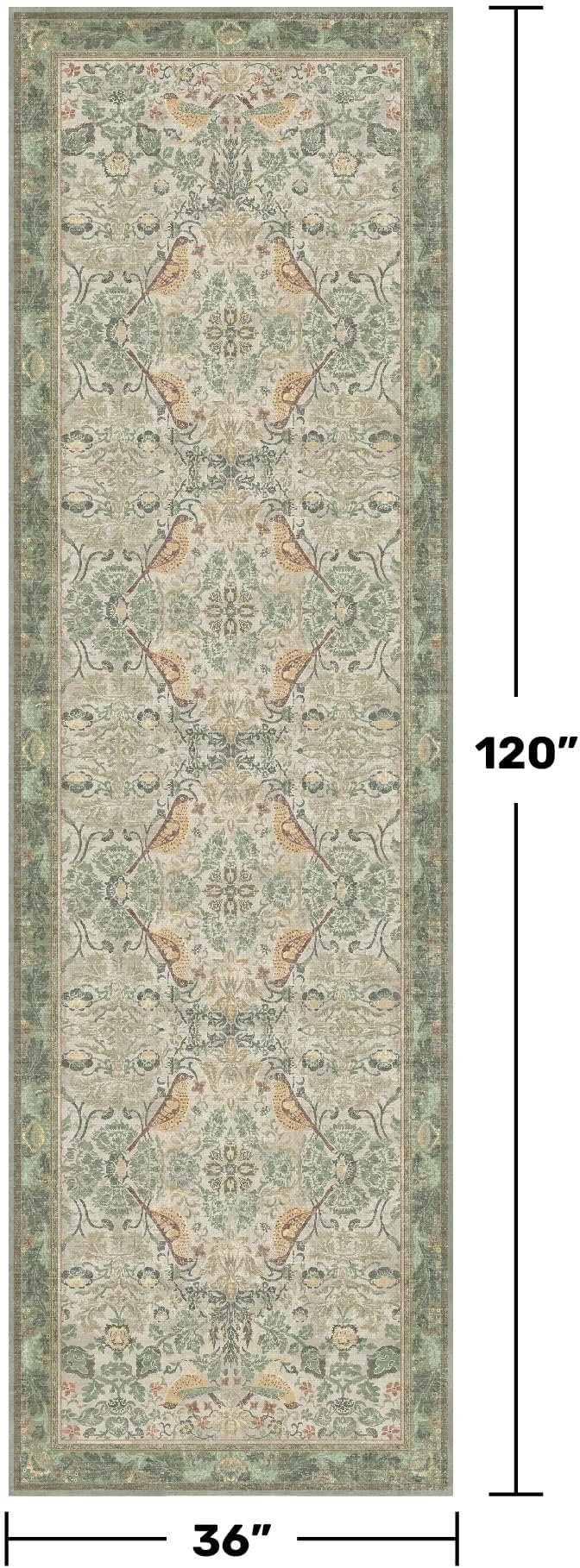 Sage Green10 ft Long Runner Rugs - Image 2