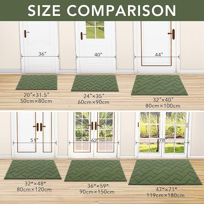 hicorfe Indoor Door Mat, Non Slip Door Mats, Absorbent Resist Dirt Entrance - Image 3
