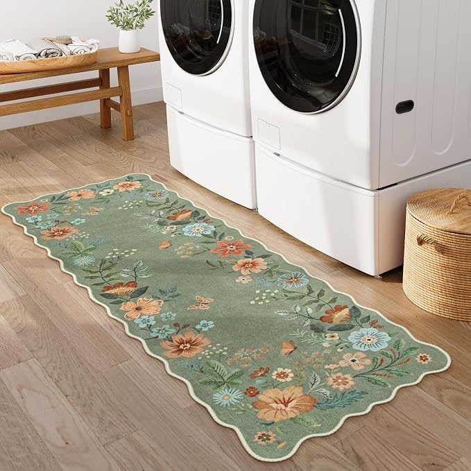 Lahome Floral Washable Runners for Hallways, 2x5 Kitchen Runner Ultra-Thin - Image 3