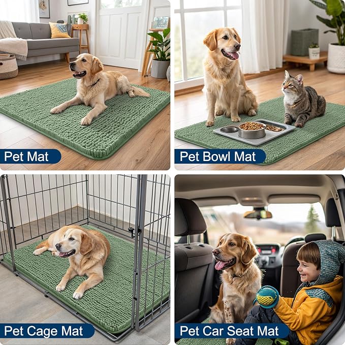 Smiry Dog Door Mat for Muddy Paws 48x30, Absorbent Dirt Trapper, Non-Slip - Image 6