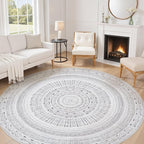 cotiled 8x8 Round Area Rugs Living Room Rug: Washable Boho Rugs by COTILED