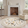 Beige 4Ft Round Area Rugs for Bedroom, Non-Slip Stain Resistant Round Kitchen by WelcometoBabovid