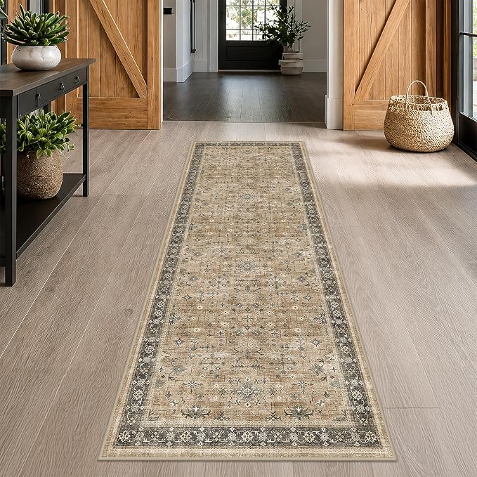Washable Natural Sage 2x10 Entryway Long Runners by HazoHaus