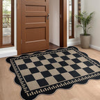 Checkered Easy Jute Front Door Mat, 2.6x4 Washable Entryway Rug Non Slip Small - Image 3