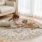5ft Round Vintage Living Room Area Rug - Image 7