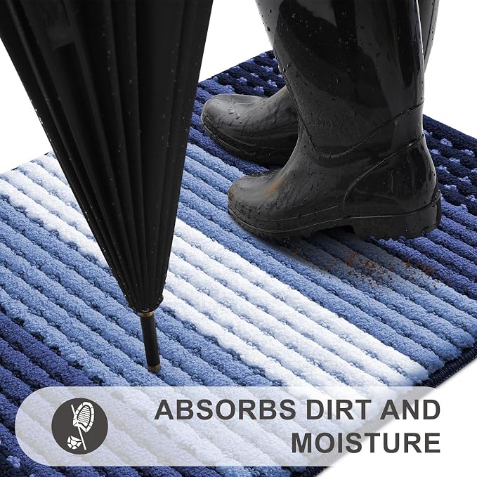 Kitinjoy Indoor Outdoor Door Mat, 59x36 Non-Slip Absorbent Dirt Trapper - Image 2