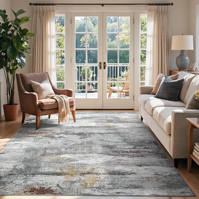 5x7 Ft Abstract Area Rugs for Living Room, Soft Non-Slip Modern Washable Rugs - Image 3