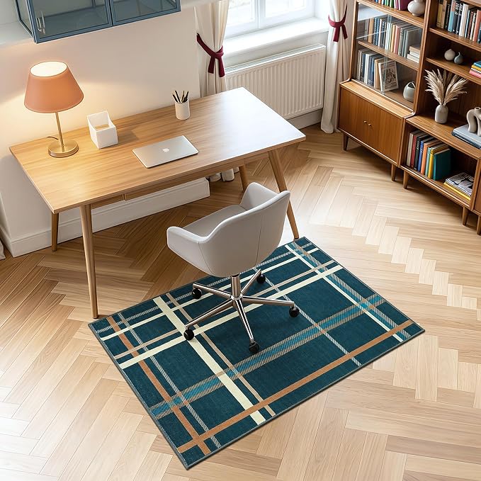 Terrug Plaid Area Rug for Entryway, Soft Low Pile Abstract Carpet for Home - Image 2