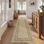 LIVEBOX Scalloped Washable 2x8 Runner Rug, Easy Jute Outdoor Rug Kitchen Tan - Image 3