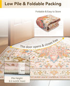 RELEANY Area Rugs Runner 2'x10' Washable Non-Slip, Floral Vintage Distress - Image 5