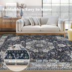 Area Rug 5x7 Washable Rug, Vintage Boho Medallion Rugs Non-Slip Soft Low Pile - Image 6