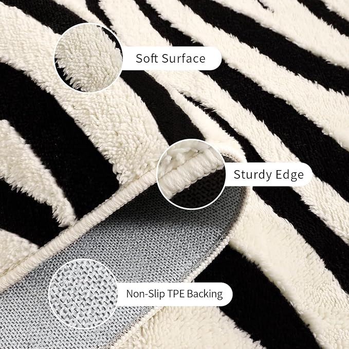 YIHOUSE 2×6 Ft Hallway Runner Rugs: Washable Zebra Striped Kitchen Rug - Image 5