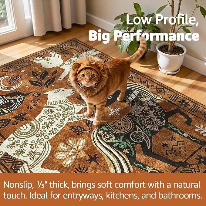 jinchan 5x7 Cute Area Rug Kids Washable Fun Rug Earthy Brown Starlit Boho - Image 4