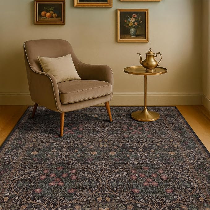 Washable Dark Brown 4x6 Area Rugs by HazoHaus