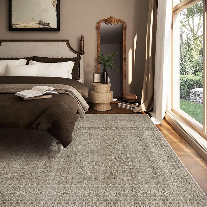 Washable Area Rugs for Living Room: 8x10 Bedroom Area Rug Boho Vintage Rugs - Image 3